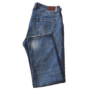 Carbon2Cobalt Mens 40x30.5 Button Fly Straight Leg Medium Wash Jeans Preppy